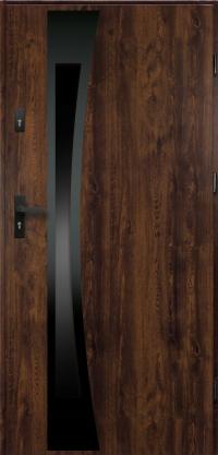 Drzwi zewnętrzne wejściowe 90cm prawe orzech 68mm | CZYSTE POWIETRZE