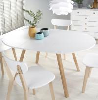 Stół ROZKŁADANY drewniany okrągły BIAŁY RUBEN Hal.