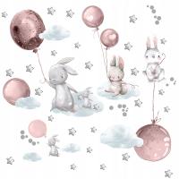 Детские наклейки на стену пастельные наклейки воздушные шары кролики