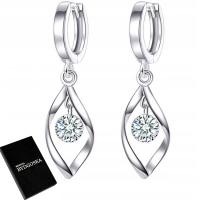 Kolczyki srebrne 925 wiszące angielskie rodowane kolczyki srebro próba 925