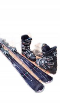 BARDZO ŁADNE NARTY SALOMON 160cm R-12 + ŁADNE BUTY NORDICA