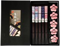 Zestaw drewnianych pałeczek z podstawkami Gift Box Pastele i Sakura 5 par