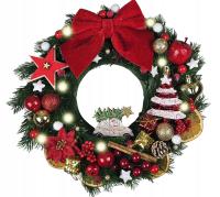 Wianek Stroik Świąteczny 30cm Dekoracja Bożonarodzeniowa lampki led