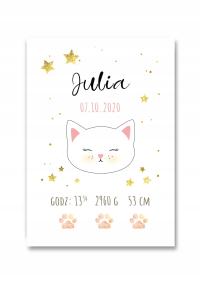 Metryczka с мотивом кошки с рамкой