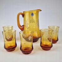 Dzban i 5 Szklanek Huta Szkła Białystok Lata 70
