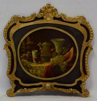 Około 1900, stary obraz, martwa natura z owocami, olej, 40 x 39 cm