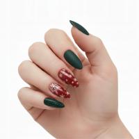 TIPSY ŚWIĄTECZNE PAZNOKCIE SZTUCZNE ŚNIEŻKI ŚWIĘTAI 24 szt- MIGDAŁ - FD39