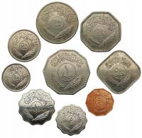 IRAK ZESTAW 9 MONET 1 FILS - 1 DIRHAM 1959 - 1990 PALMY