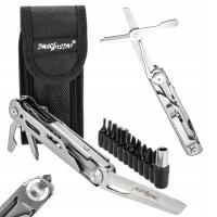 MULTITOOL SURVIVALOWY NARZĘDZIE WIELOFUNKCYJNE ZESTAW 7W1 ETUI +BITY JAKOŚĆ