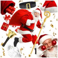 Strój Świętego Mikołaja welurowy premium złoty pastorał worek 70x100 14el