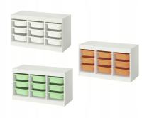 IKEA TROFAST regał BIAŁY + 9 pojemników na zabawki, różne kolory