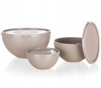 KOMPLET ZESTAW PLASTIKOWYCH MISEK Z POKRYWAMI 3SZT