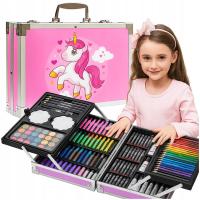 ZESTAW DO MALOWANIA DLA DZIECI DZIEWCZYNEK KREDKI FARBY 145 SZTUK + WALIZKA
