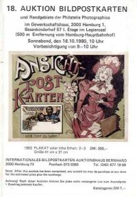 katalog 18. aukcji pocztówek Martin Bernhard 1980
