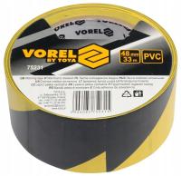 VOREL - клейкая предупреждающая лента-желто-черная-48 мм x 33 м