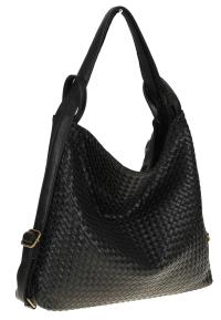 Paolo BAGS Torebka Damska Włoskiej Marki Worek Plecak 2w1 S900230 Black