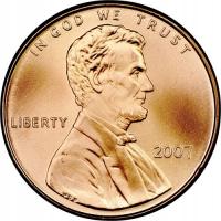 USA 1 cent 2007 A. Lincoln mennicza z rolki