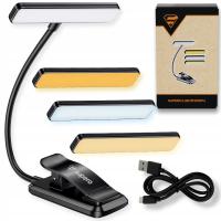 Lampka do czytania książek LED elastyczna nocna z klipsem bezprzewodowa USB