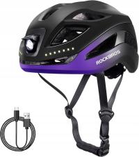 ROCKBROS Kask Rowerowy MTB z Lampką Oświetlenie LED Tył Przód USB 57-61CM