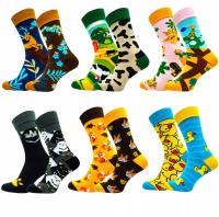 6 PAR BAWEŁNIANE WYSOKIE SKARPETY MĘSKIE KOLOROWE GARNITUROWE