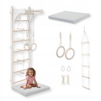 Drabinka gimnastyczna biała + Materac, Drabinka lina, Ringo gimnastyczne