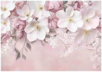 FOTOTAPETA KWIATY WISZĄCE RÓŻOWY BETON NA ŚCIANĘ SYPIALNIA SALON 400x280