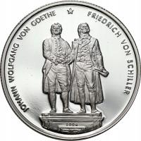 Togo. 500 franków 2004, Goethe i Schiller – SREBRO