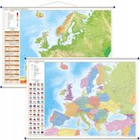 Европейская настенная карта политическая физическая двусторонняя 140x100 для 2024 ArtGlob