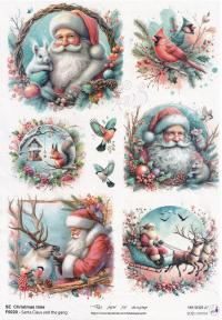 Papier Ryżowy decoupage - Św.Mikołaj i Ekipa / Święta - proj.AV - A4