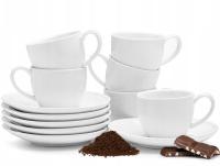 KOMPLET 6 FILIŻANEK 70 ml ZE SPODKAMI PORCELANA DO KAWY ESPRESSO