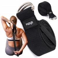 Pasek do Jogi Pilatesu Rozciągania FIZYO Yoga Belt 100% Bawełna Pas Czarny
