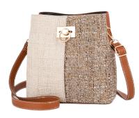 Женская сумка на плечо коричневая кремовая яркая элегантная вместительная визитная карточка