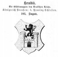 Żagań Herb miasta. 103. Sagan, drzeworyt 1874, seria: Die Städtewappen...