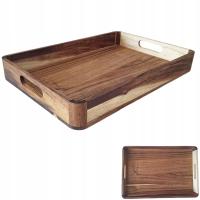 TACA ŚNIADANIOWA TACKA DREWNIANA DESKA DO SERWOWANIA PODAWANIA 38x26x4,9cm