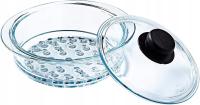 Zestaw do gotowania na parze - Sito szklane 20 cm z pokrywą Pyrex