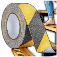 Противоскользящая лента желто-черная шероховатая лестница ступени 50 мм x 5 м