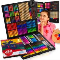 ZESTAW ARTYSTYCZNY DO MALOWANIA DLA DZIECI MAZAKI KREDKI + WALIZKA 288 szt.