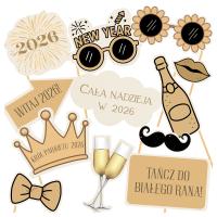 SYLWESTER REKWIZYTY DO FOTOBUDKI gadżety do ZDJĘĆ na imprezę PARTY 2026