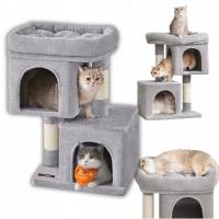 Когтеточка для кошек, маленькая кровать, пещера, столб, домик, шезлонг, 2 яруса, 67 см