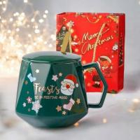 KUBEK ŚWIĄTECZNY-ZESTAW W PUDEŁKU Z POKRYWKĄ I ŁYŻECZKĄ 225ML ZIELONY