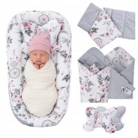 Kokon Niemowlęcy Zestaw Otulacz Gniazdo Kojec Bawełna Velvet Gniazdko 7 el