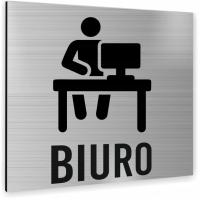 Tabliczka NAPIS BIURO SREBRNA Tablica nierdzewna PIKTOGRAM ALUMINIUM