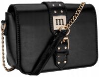 СУМКА ЧЕРНАЯ ПОЧТАЛЬОН MONNARI ЗАКЛЕПКИ СТРАЗЫ