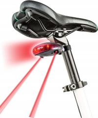 LAMPKA ROWEROWA 5 LED LASEROWA LASER TYLNA NA ROWER 3 TRYBY ŚWIECENIA