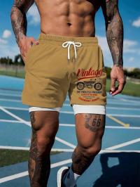 KARMELOWE SPORTOWE SPODENKI Z GETRAMI DO BIEGANIA 2W1 KIESZENIE SHEIN L