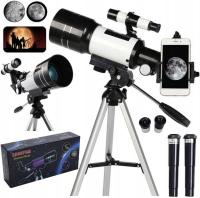 TELESKOP ASTRONOMICZNY EDUKACYJNY LUNETA F30070 + ADAPTER DO SMARTFONA