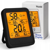 STACJA POGODOWA pogody TERMOMETR pokojowy HIGROMETR wewnętrzny DOTYKOWY LCD
