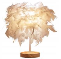 LAMPKA NOCNA LED Z PIÓRAMI PIÓRKAMI BIAŁA GLAMOUR DEKORACJA MODNA HIT