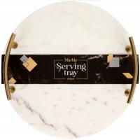 Taca Podstawka Tacka Marmur 28 cm Patera z Uchwytami Podstawka na Dekoracje