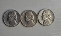 USA - 5 Cents 1969 rok S - zestaw 3 monet